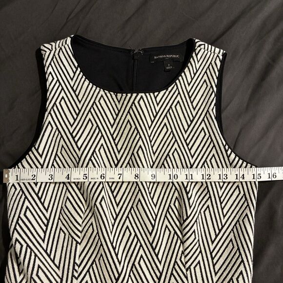 BR Banana Republic Sleeveless Cream & Black Dress Size 2 With Pockets! - Picture 9 of 9